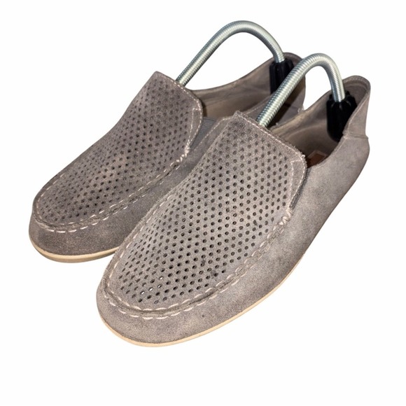 OluKai Shoes - OluKai Nohea Perf Gray Suede Leather Loafer Slip-on Shoes Women's Size 10